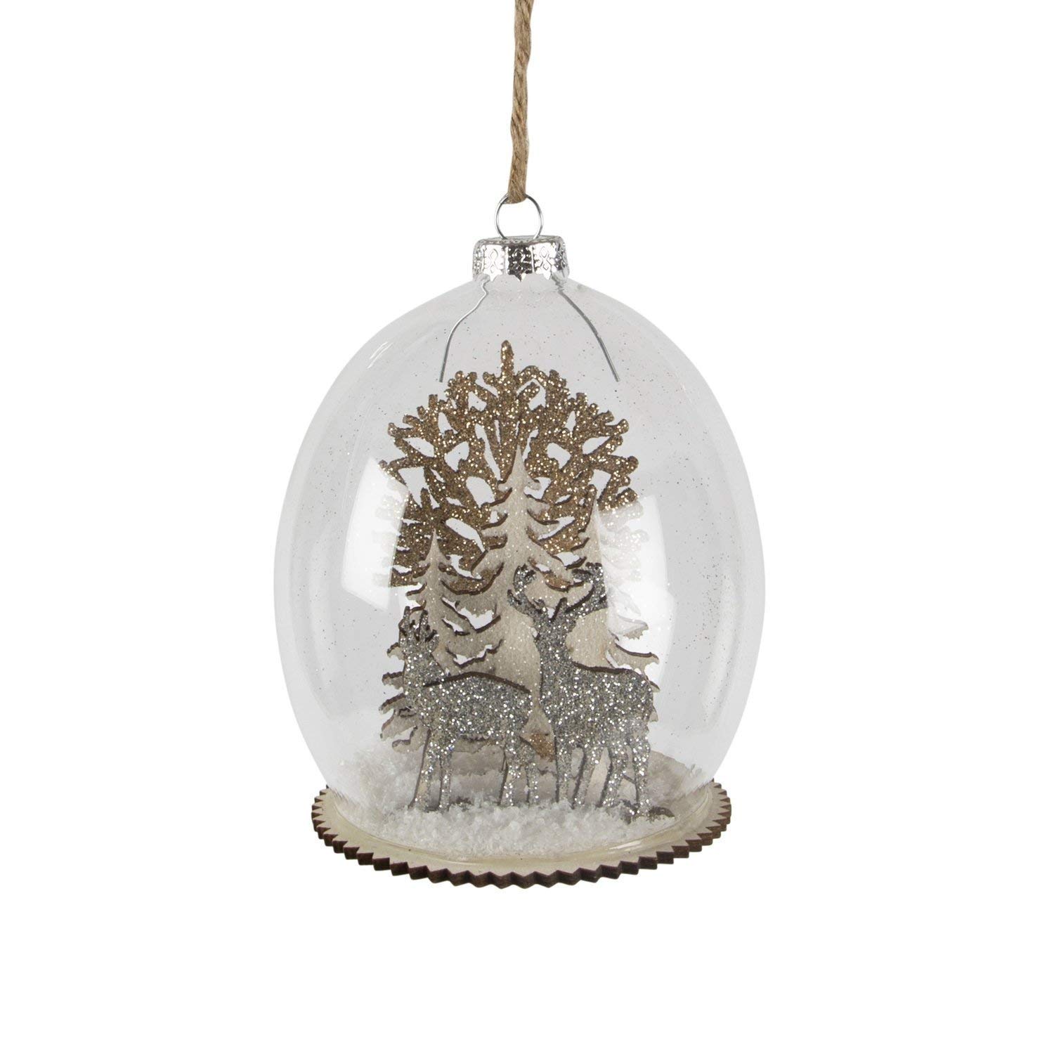 Stag & Forest Scene Christmas Tree Bauble Decoration