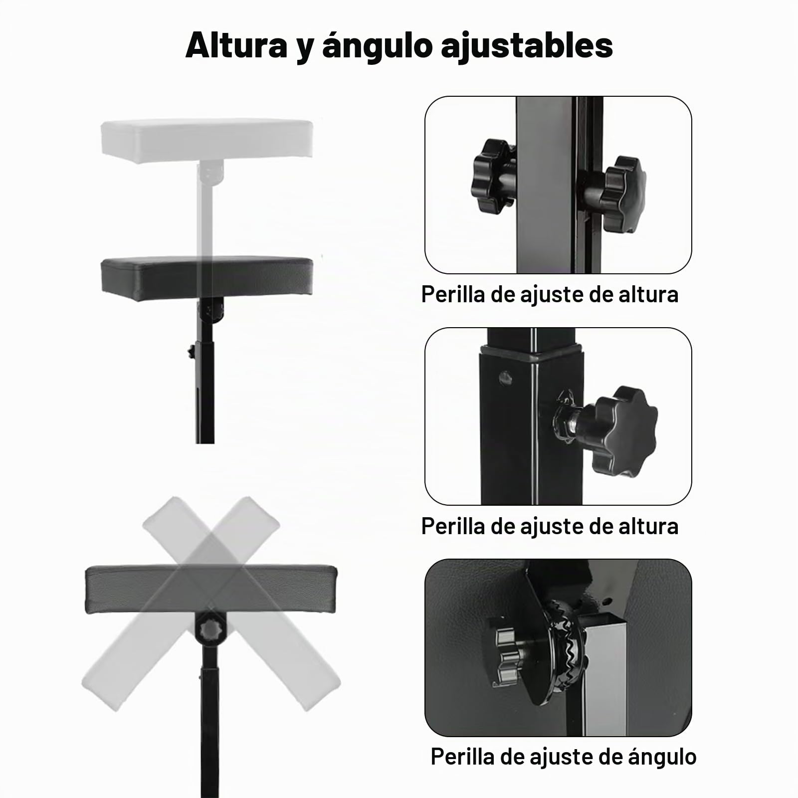 Reposabrazos Profesional para Tatuajes, Soporte de Brazo Plegable con Reposapiernas Ajustable en Altura, Base Estable y Apoyo Acolchado para Estudios de Tatuadores