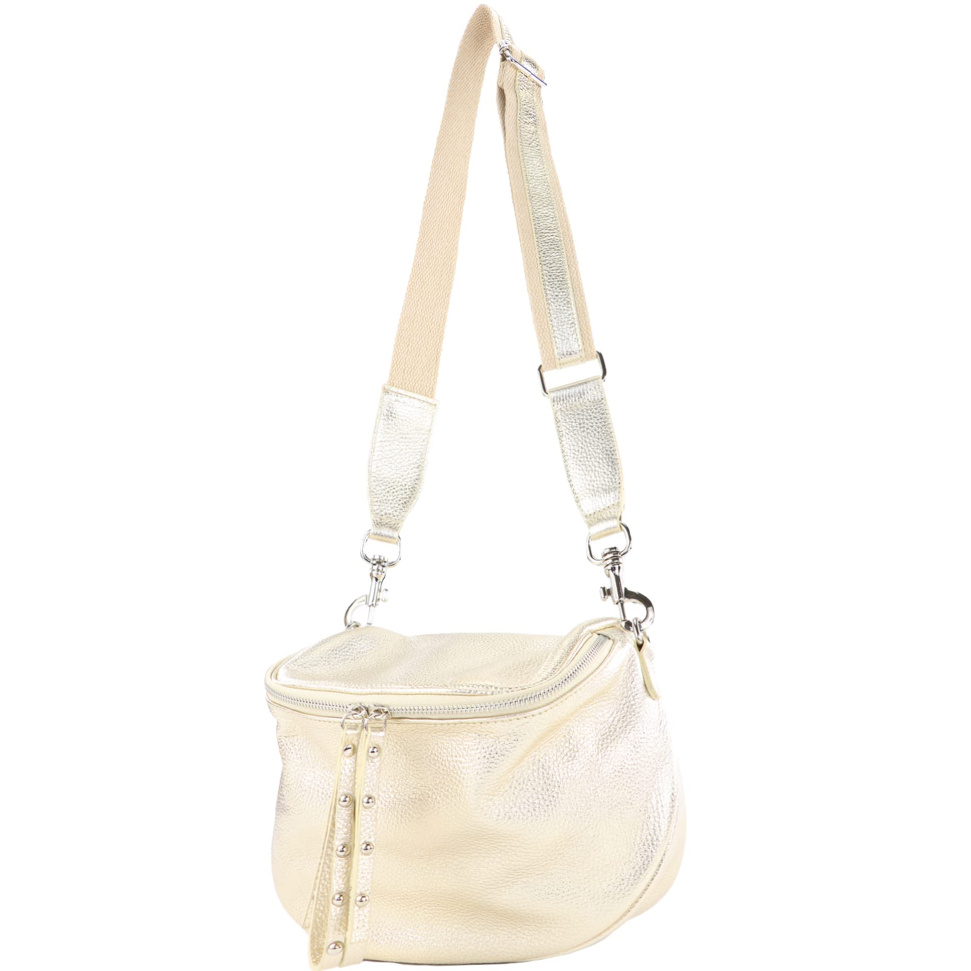 modamoda de - T236 - Small shoulder bag made of Italian leather (Lightgold metallic)