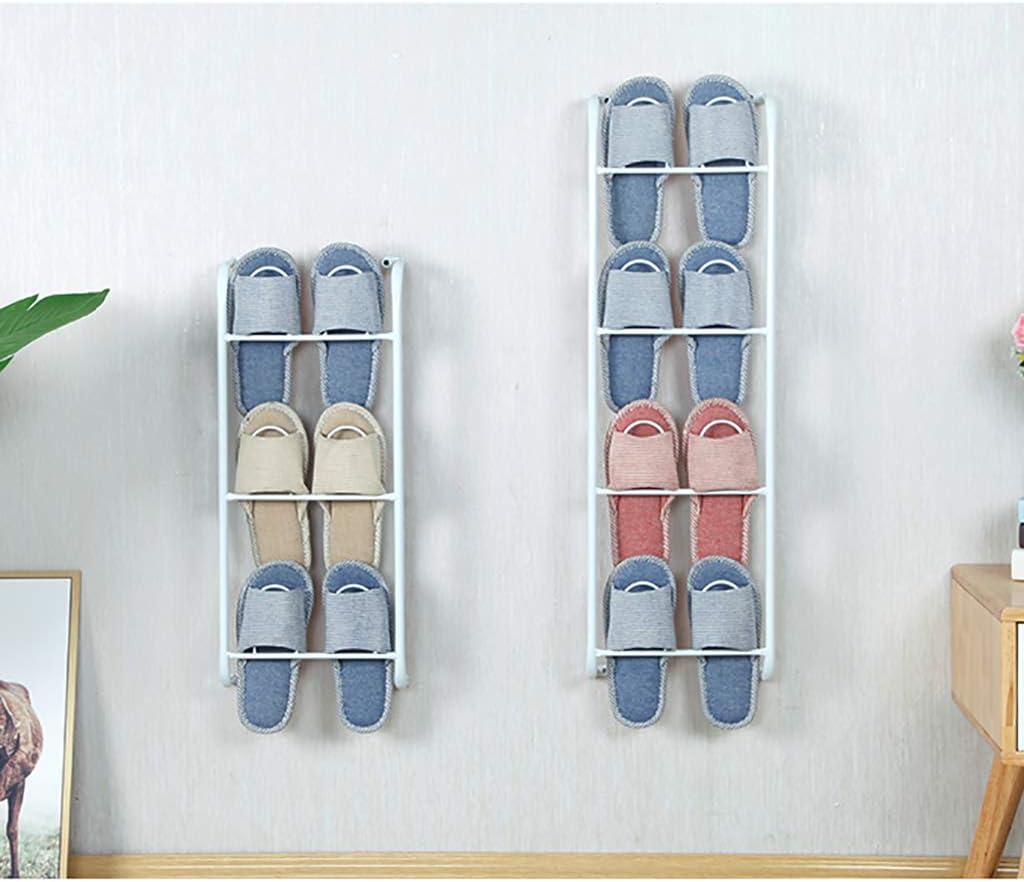 Shoe Rack 3tier/4tier Slippers Rack Metal Wall Mounted Boots And Shoe Rack, Entryway Shoe Storage Organizer Stand,White-3tier