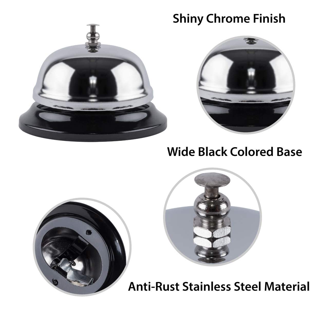 AmigozZ Stainless Steel Call Service Bell, Hand Held Desk Reception Call Bell, Attention Call Ringer Counter Bell, Ideal for Restaurants, Schools, Reception,Offices, Pet Dog Training.(1pc) 1