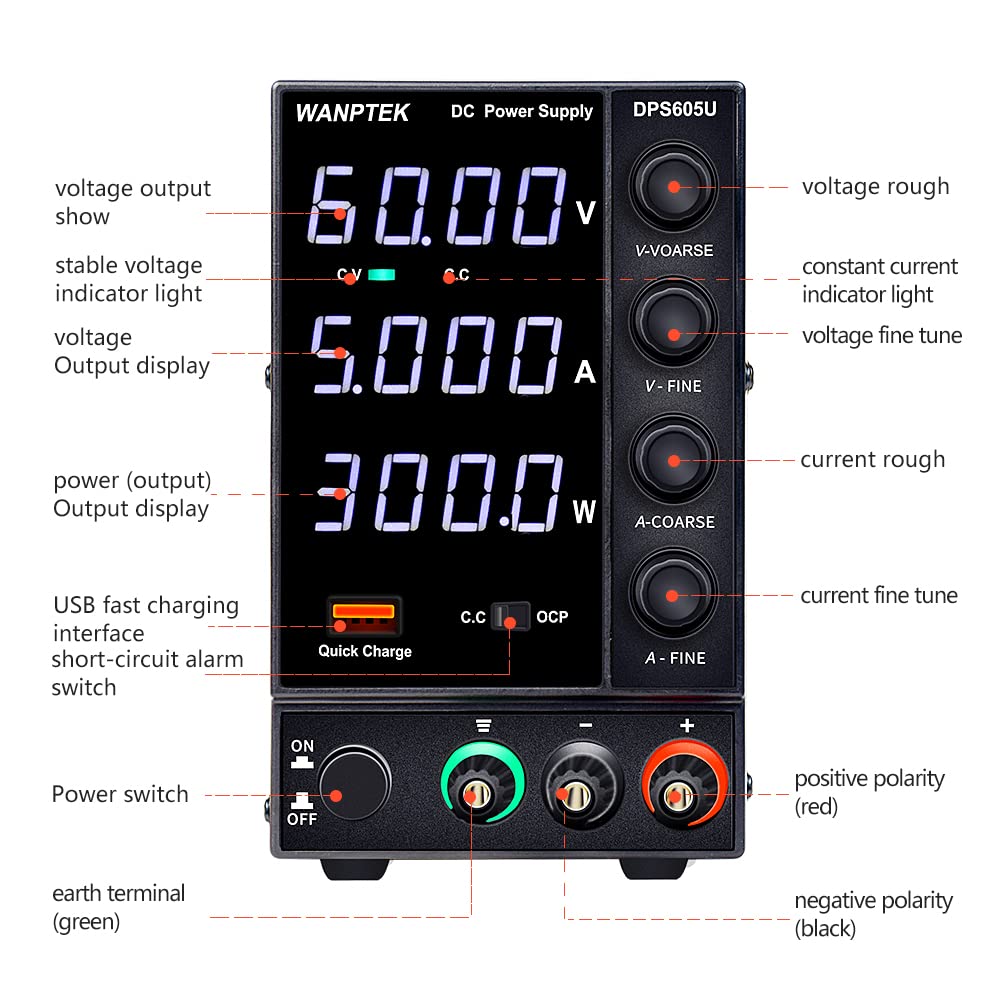 Labornetzteil, Dps605u. Labor DC Stromversorgung einstellbar LED-Ziffern-Laborbank-Stromquelle 6 0V 30V 5A. Spannungsregler-Switch. DIY.