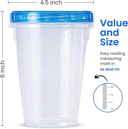 Miniatura 2 de RFAQK 24 recipientes de almacenamiento para congelador con tapas, 12 recipientes de plástico de 32 onzas con 12 tapas de rosca, recipientes para