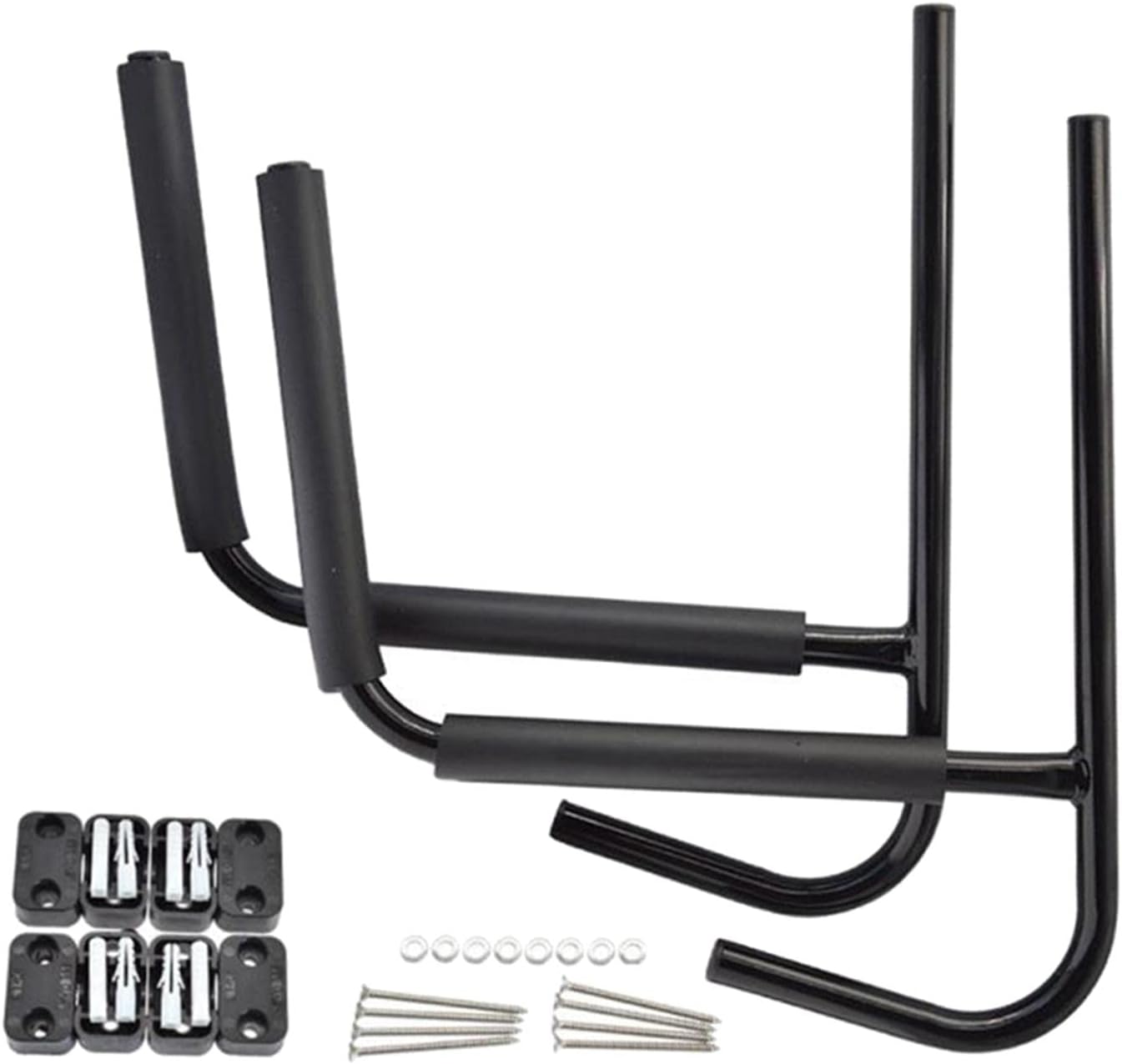 Heavy Duty Wall Mount Kayak Storage Holder with Paddle Hooks for Indoor and Outdoor - Securely Store Your Kayak Safely and Easily Accessible - Iron Construction with Soft EVA