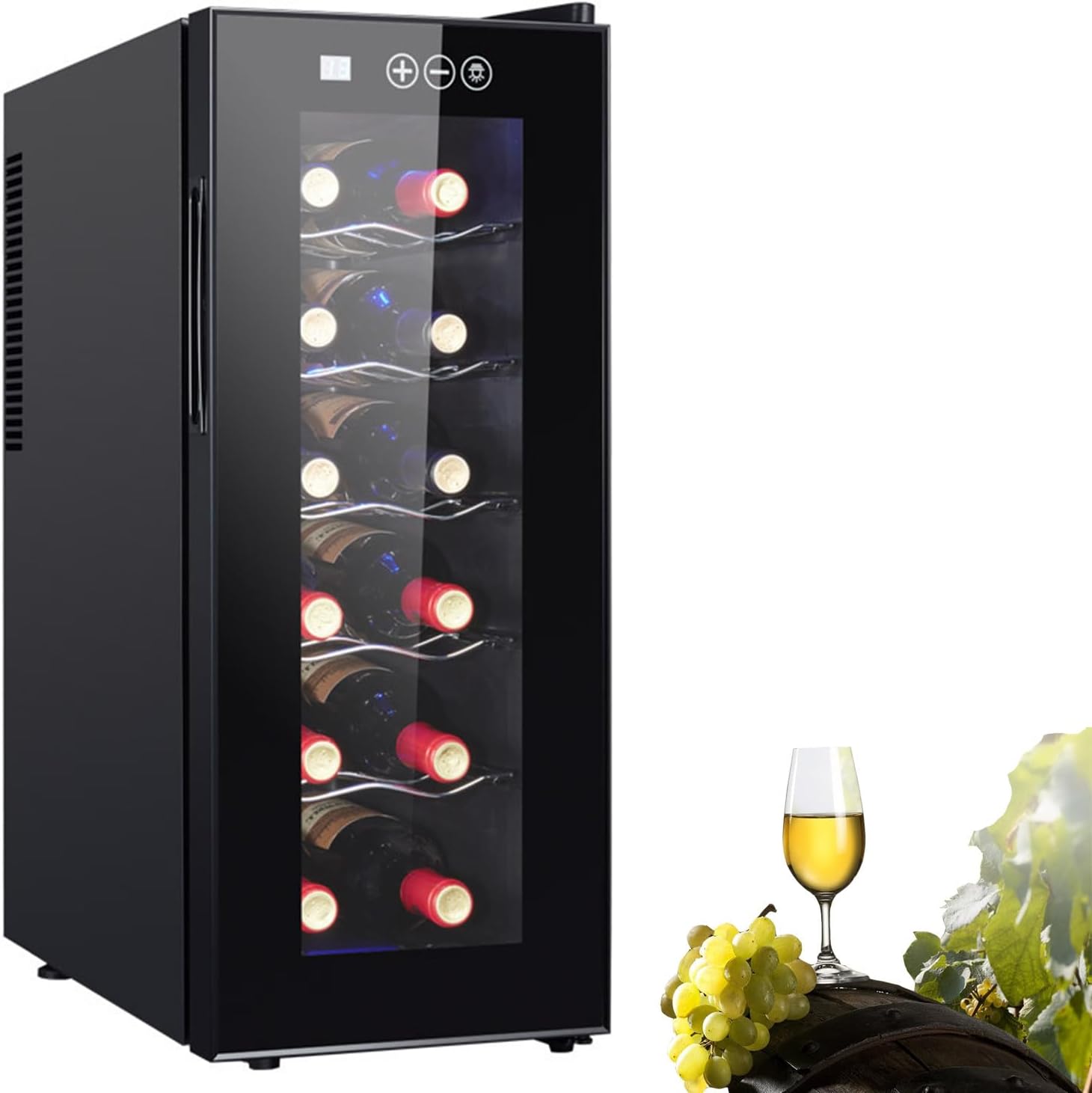 Freestanding Wine Cooler with Glass Door,8~18℃ Digital Temperature Control,with Glass Door,for Red White & Sparkling Wine