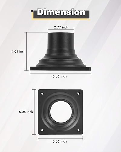 Miniatura 2 de FEMILA Base de montaje en muelle, adaptador de base de montaje de luz de poste de aluminio fundido, acabado negro, 4FW31PA BK