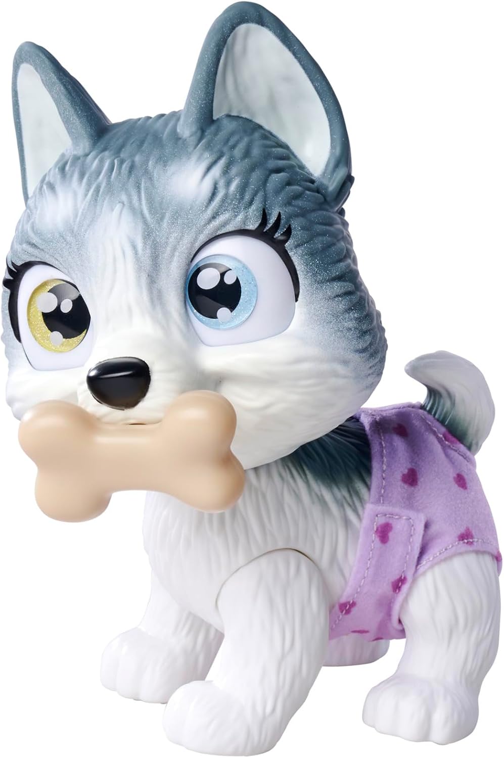 Simba Pamper Petz Husky 105950135 Cute Animal Baby with Drinking and Wet Function, Nappy with Colour Change Function, Magic Paw and Three Surprises, 15 cm, from 3 Years
