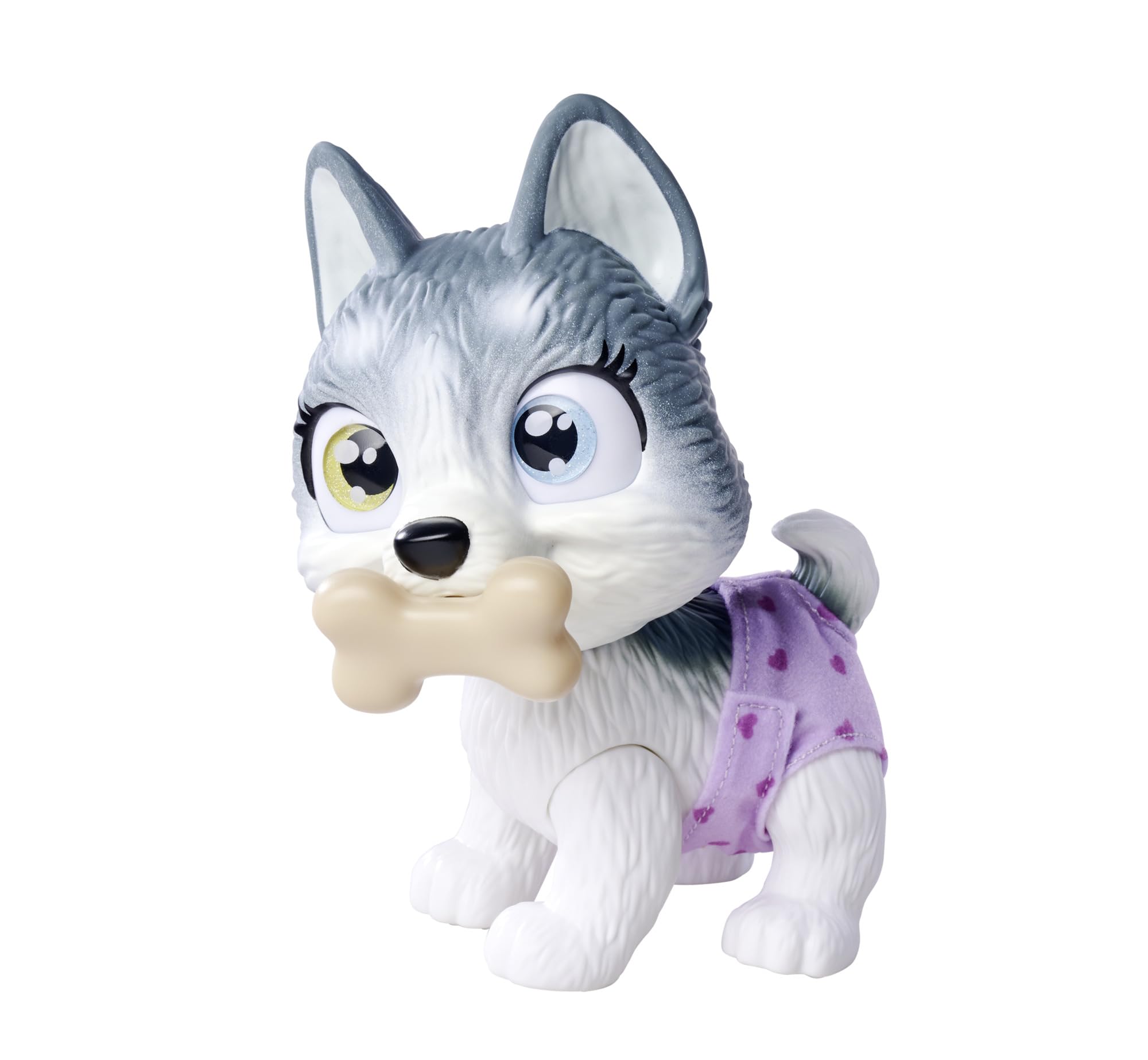 105950135 Pamper Petz Husky (Approx. 15 cm) - Toy Dog with Drinking and Wet Function for Children from 3 Years - Interactive Animal Baby with Play Accessories and Magic Paw