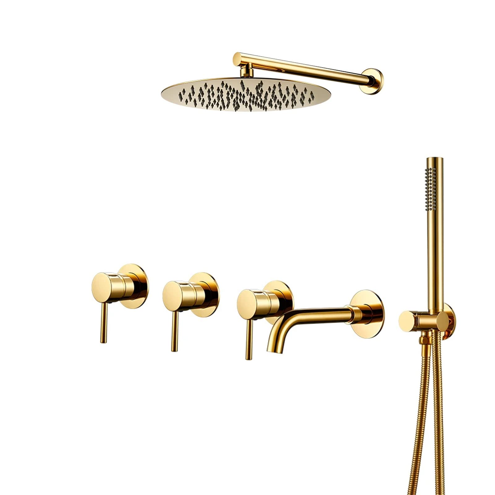 SBCGFY Faucets,Faucet/Tap,Bathroom Shower Faucet Set, Polishedd Shower System With Tub Spout, Wall Mounted Bathtub Bathroom Mixer Tap With High Pressure/10 Inch,10 Inch