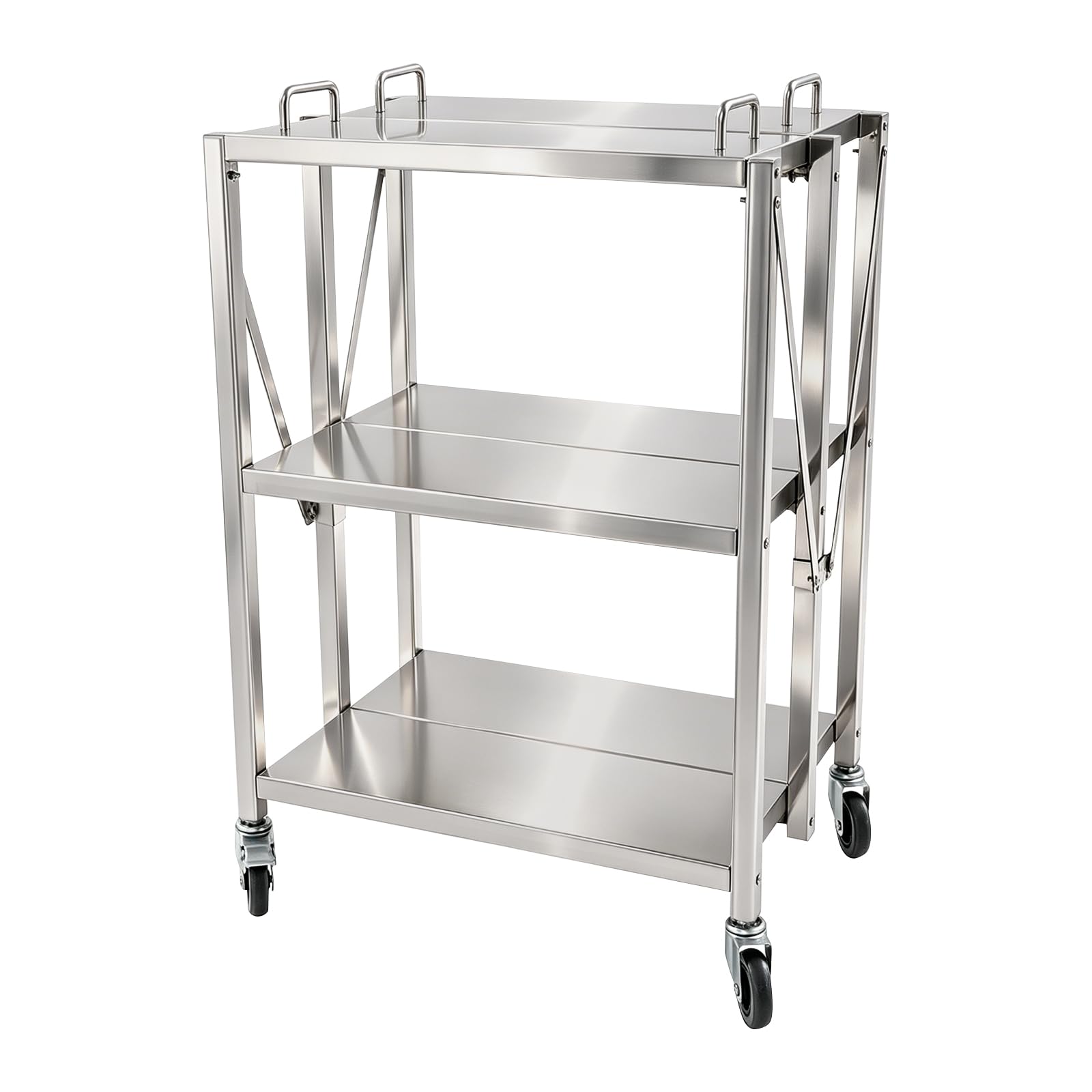 Carrello pieghevole in acciaio inox, tavolo da lavoro per cucine, hotel e