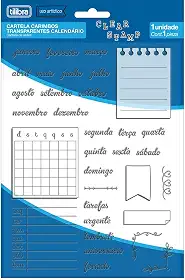 Tilibra - Cartela Carimbos Transparentes Calendário - Blister com 1 Unidade