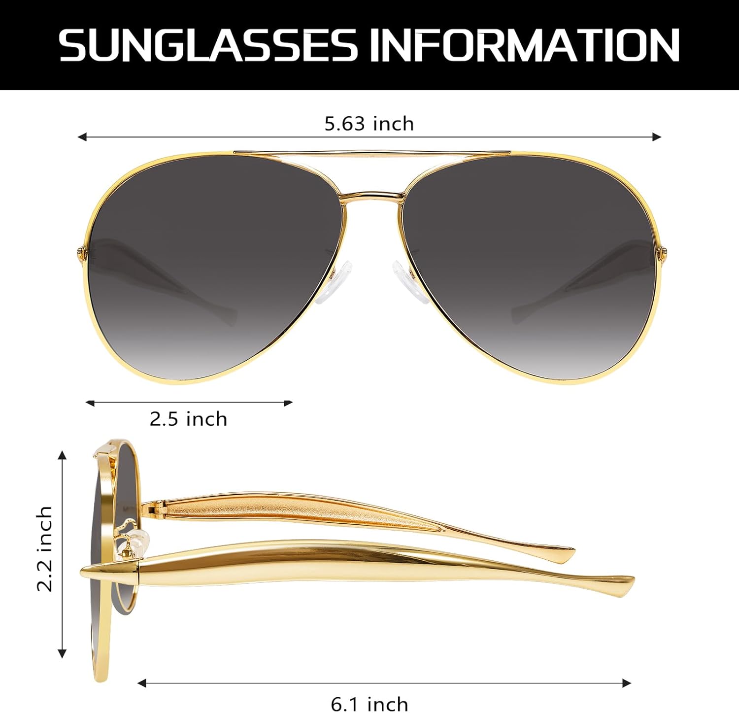 Retro Gold Aviator Sunglasses for Women Men, 2025 Metal Oversized 70s Aviators Sun Glasses - Image 5