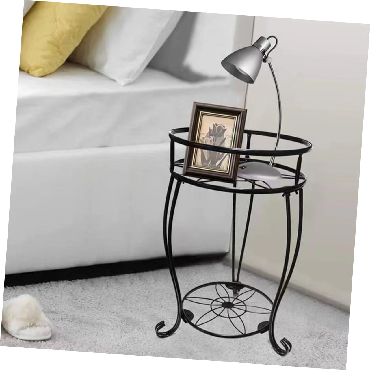 Double Metal Flower Pot Rack Durable Outdoor Plant Stand for Garden and Home Decoration Heavy Duty Material for Displaying Your Favorite Potted Plants