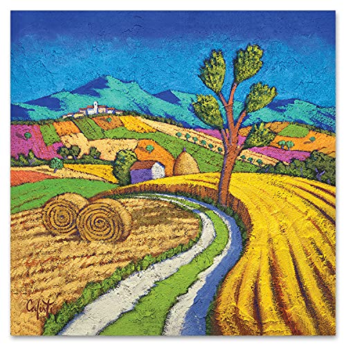 Giallobus - Quadro - Stefano Calisti - Vista collinare con strada - Vetro acrilico - 50x50 - Pronto da appendere - Quadri moderni per la casa