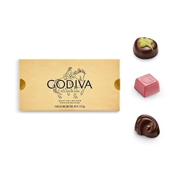 Godiva Gold Assorted Belgian Chocolate Gift Box, Gourmet, 8 Pc | Belgian dark, milk & white chocolate, Pralines, ganaches & caramels, Kosher, Iconic gold box, Great for gifting