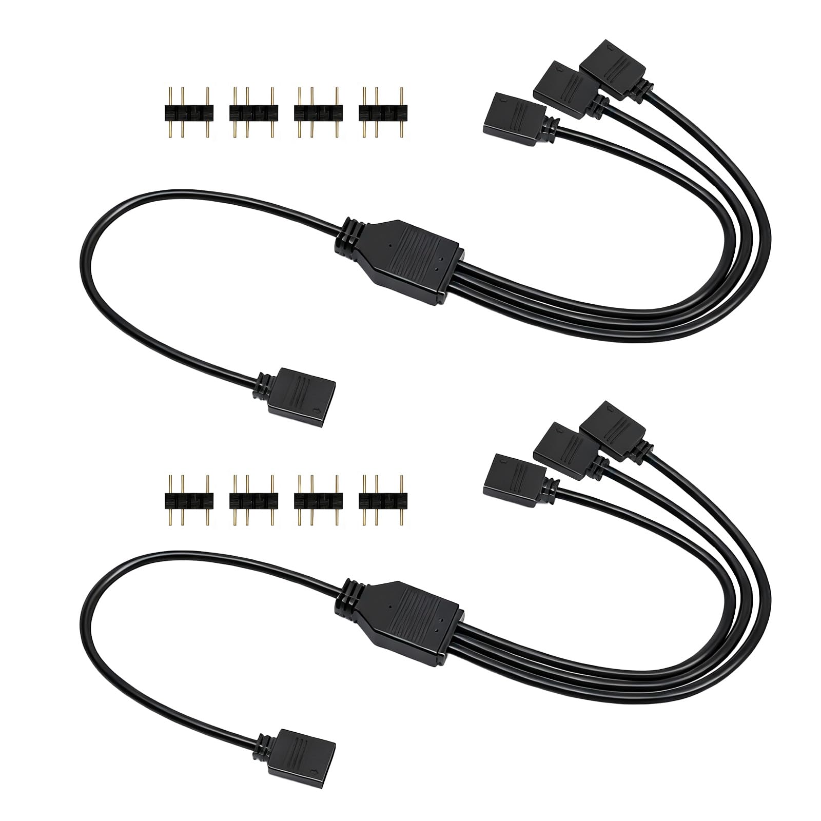 2 Piezas 30cm Splitter 3 pines ARGB, Divisor ARGB 5V, Cable Divisor ARGB 1 a 3, Cable para Ventiladores y Refrigeradores de CPU, Instalación Flexible y Duradera, Compatible Placas Base 5V