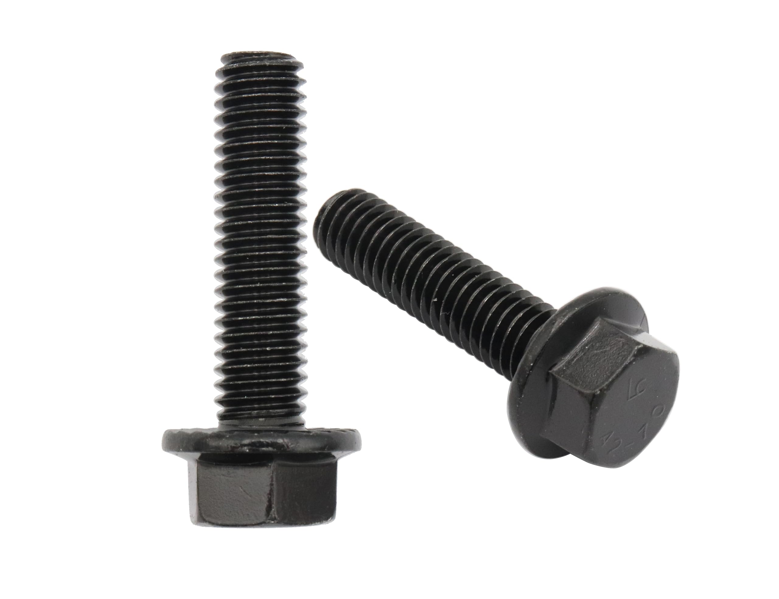 LBY 10pcs Hex Flange Bolt, 3/8-16 × 1-1/2'' (Fully Threaded) Flanged Hex Head Bolts, Flange Hexagon Screws, 304 Stainless Steel, Galvanized (Black)