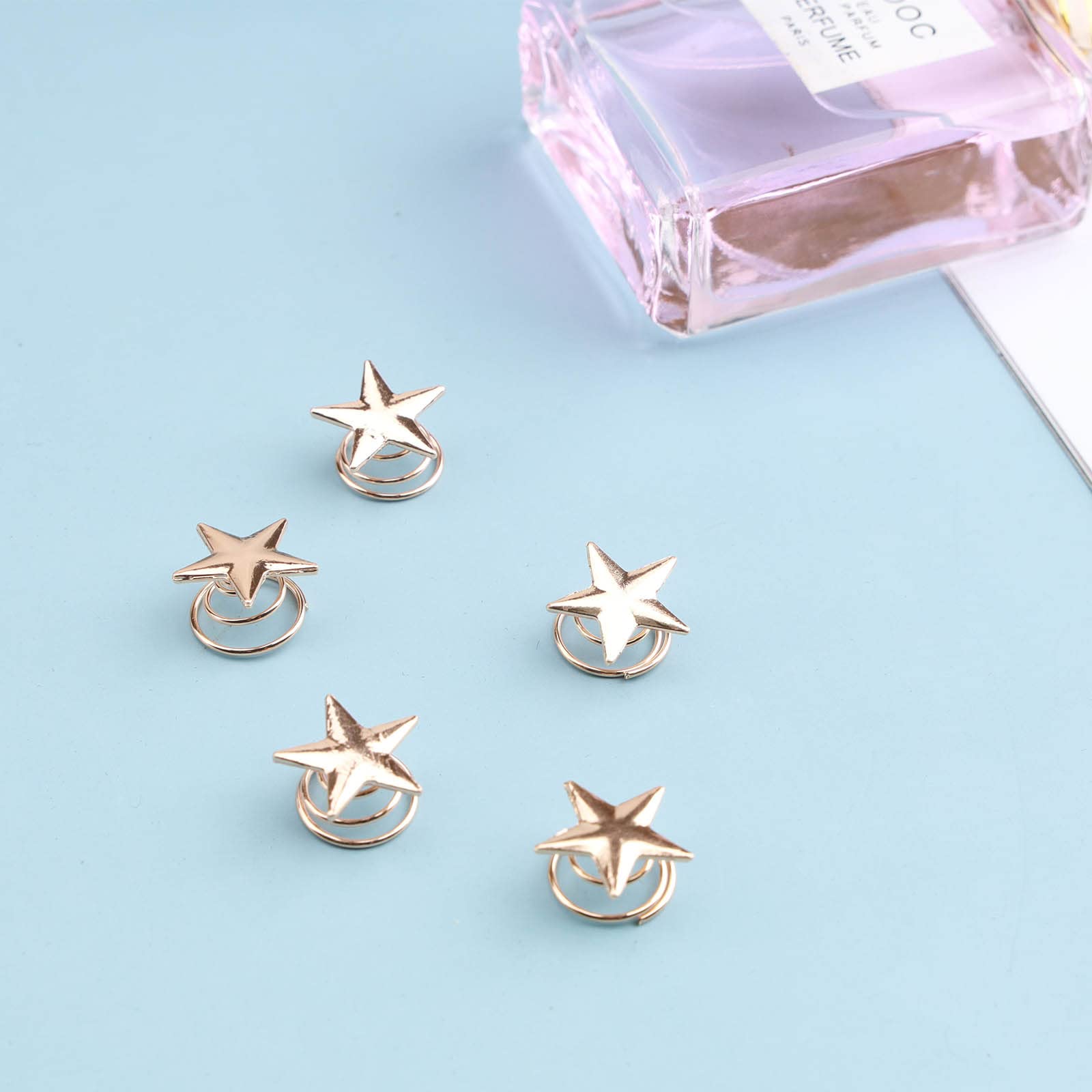 Yienate Star Hair Clips Spiral Barrette Gold Star Hair Pins Head Clip 5 Packs Make Up Headpieces Bridal Barrette Wedding Hair Accessories for Women Girls - Image 4