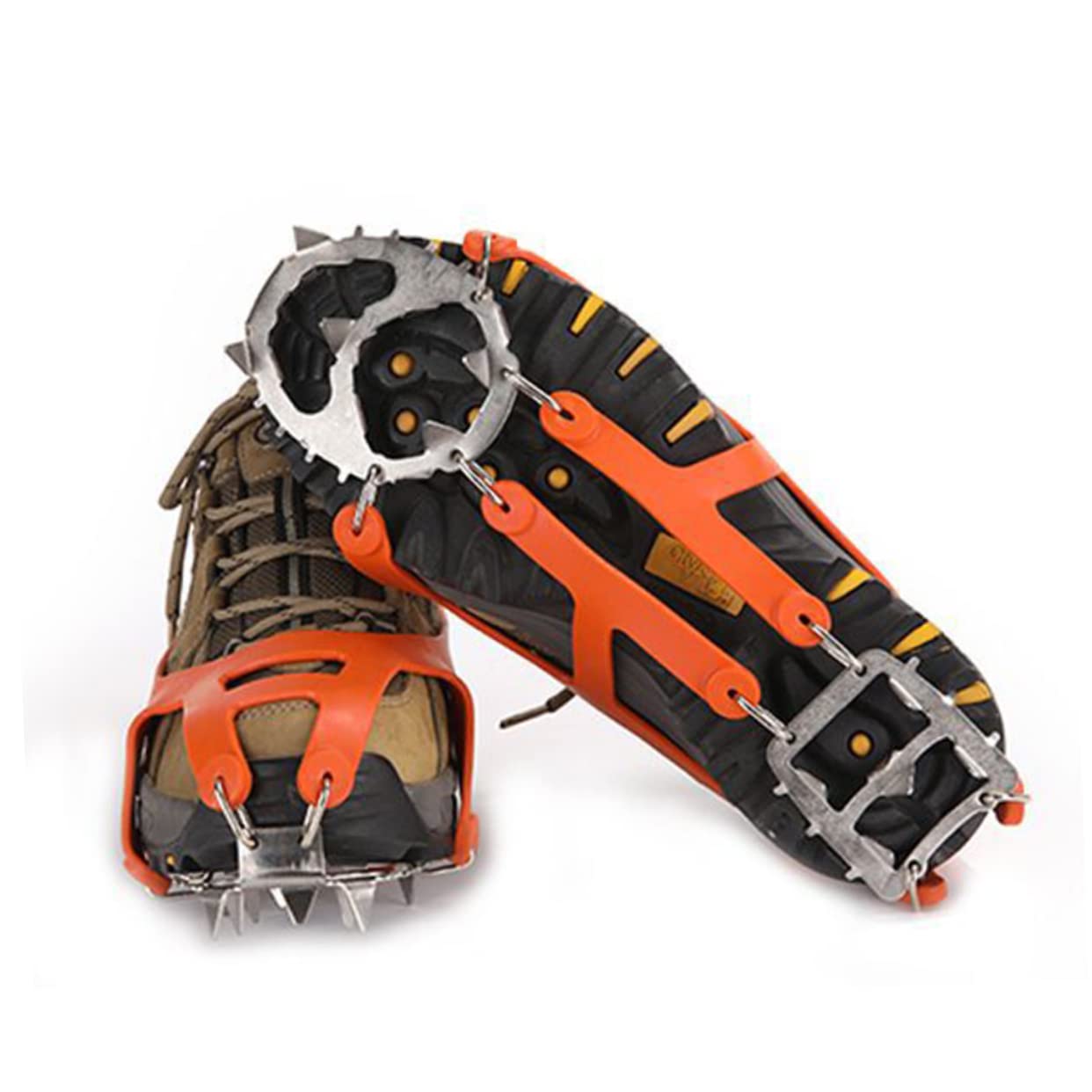 WOFASHPURET 18 Tooth Stainless Steel Ice Cleat Spikes Shoes for Hiking and Mountaineering