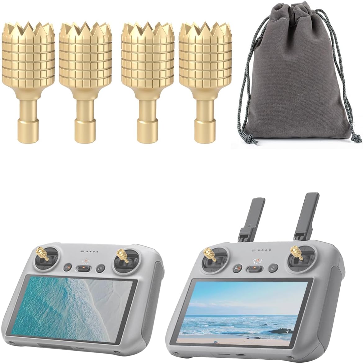 2 Pairs Mini 3/Mini 3 Pro/Mini 4 Pro/Air 3/Air 2S/Mavic 3/Mavic 3 Pro/Mavic 3 Classic Remote Controller Sticks for DJI 𝗥𝗖/𝗥𝗖𝟮 Joystick Rocker Replacement Accessories (Gold)