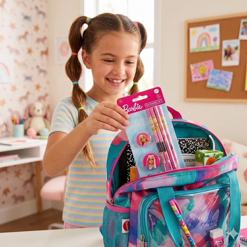 Image of Barbie 11 pcs Stationery Set Pencils, Eraser, Sharpener | Study Kit for Boys & Girls | School Gift Set | Return Gift