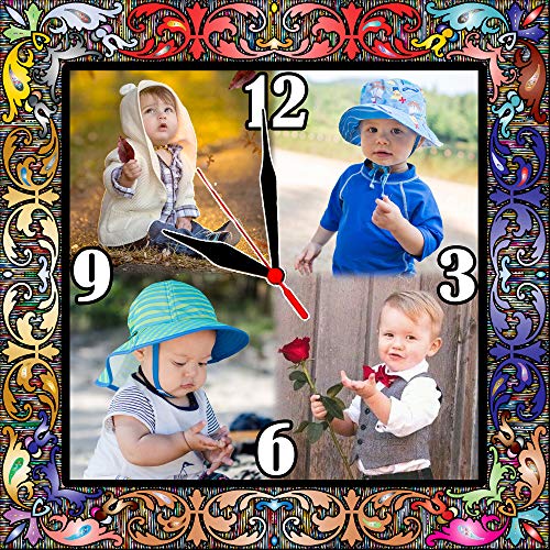 Image of Shrikant Art Personalized My Family Multi-Photo Collage Wall Hanging - Large 18x12 Inch Custom Wooden Frame with 11 Photo Slots for Home Decor in Black