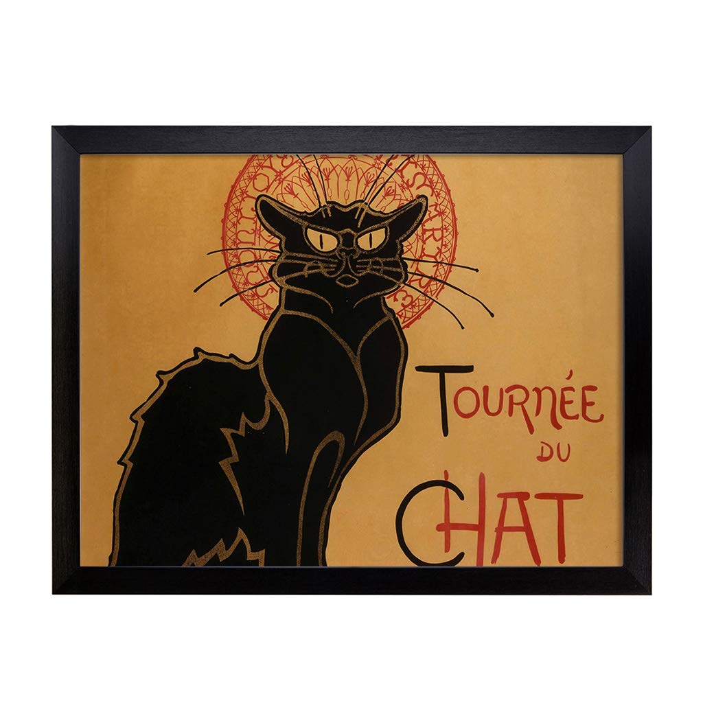 Lap Tray with Cushion | Theophile Steinlen Chat Noir Cat | Padded Bean Bag Cushion | For Eating, Working, Crafting, Laptop | Portable Table Desk