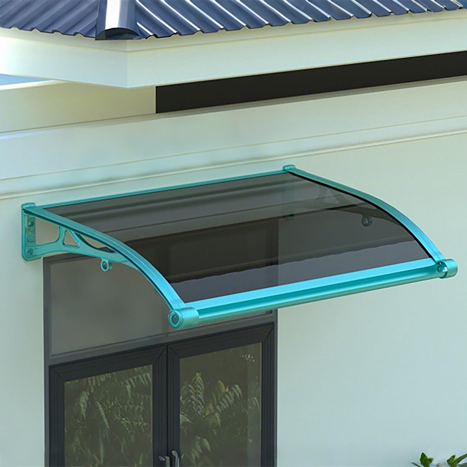Toldo para puerta con protección de ventana UV y drenaje contra lluvia y nieve