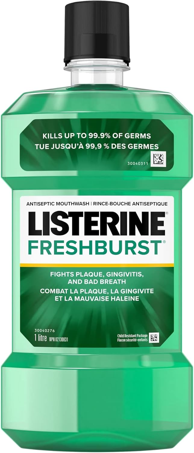 Listerine Fresh Burst Antiseptic Mouthwash, Essential Oils Menthol