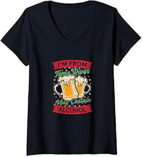 Womens Im From Toms River May Contain Alcohol New Jersey Beer Lover V-Neck T-Shirt