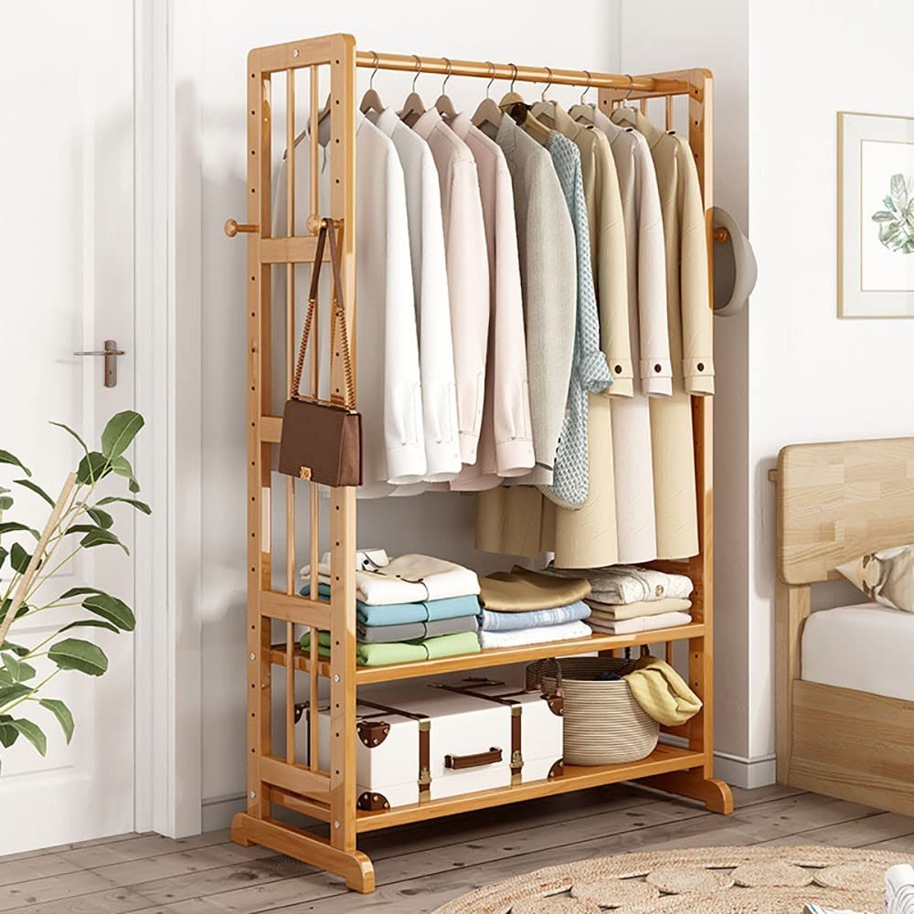 Meuble d'entrée autonome porte-manteau avec banc et étagère chaussures