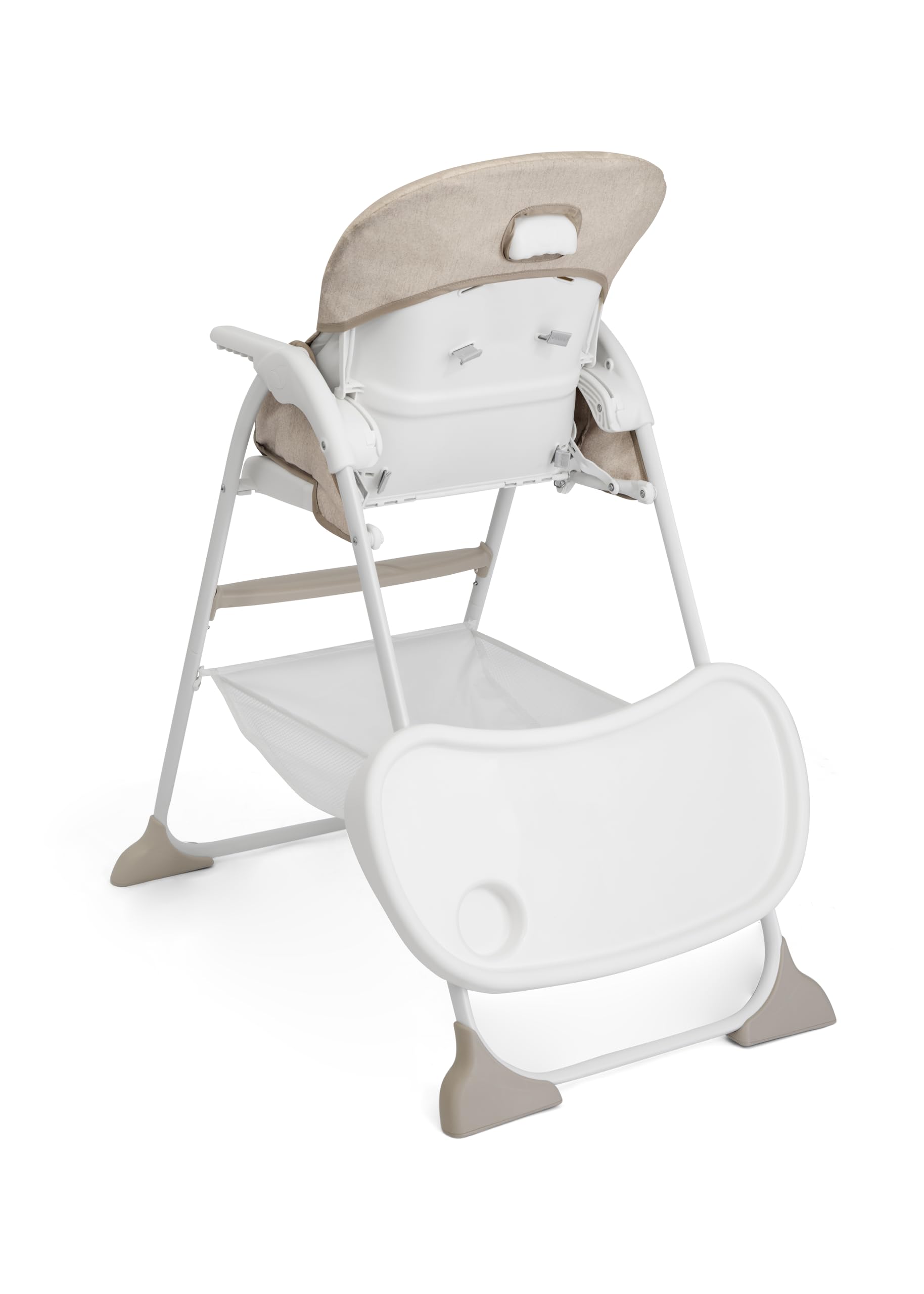 Joie mimzy™ snacker Hochstuhl 6 Monate bis 15 kg, kompakt faltbar, Einhand-Faltmechanismus, 3-fach verstellbare Rückenlehne, 5-Punkt-Gurt, Tablett mit Getränkehalter (TAUPE)