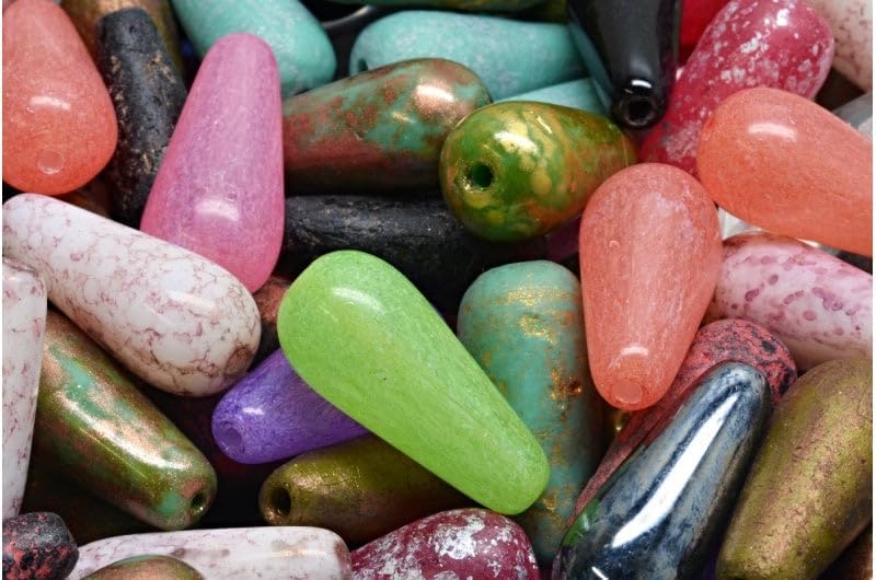 Outlet 10 Grams Drop Beads, 20 x 9 mm, 1 Mixed Colors (00001-mix), Glass, Czech Republic