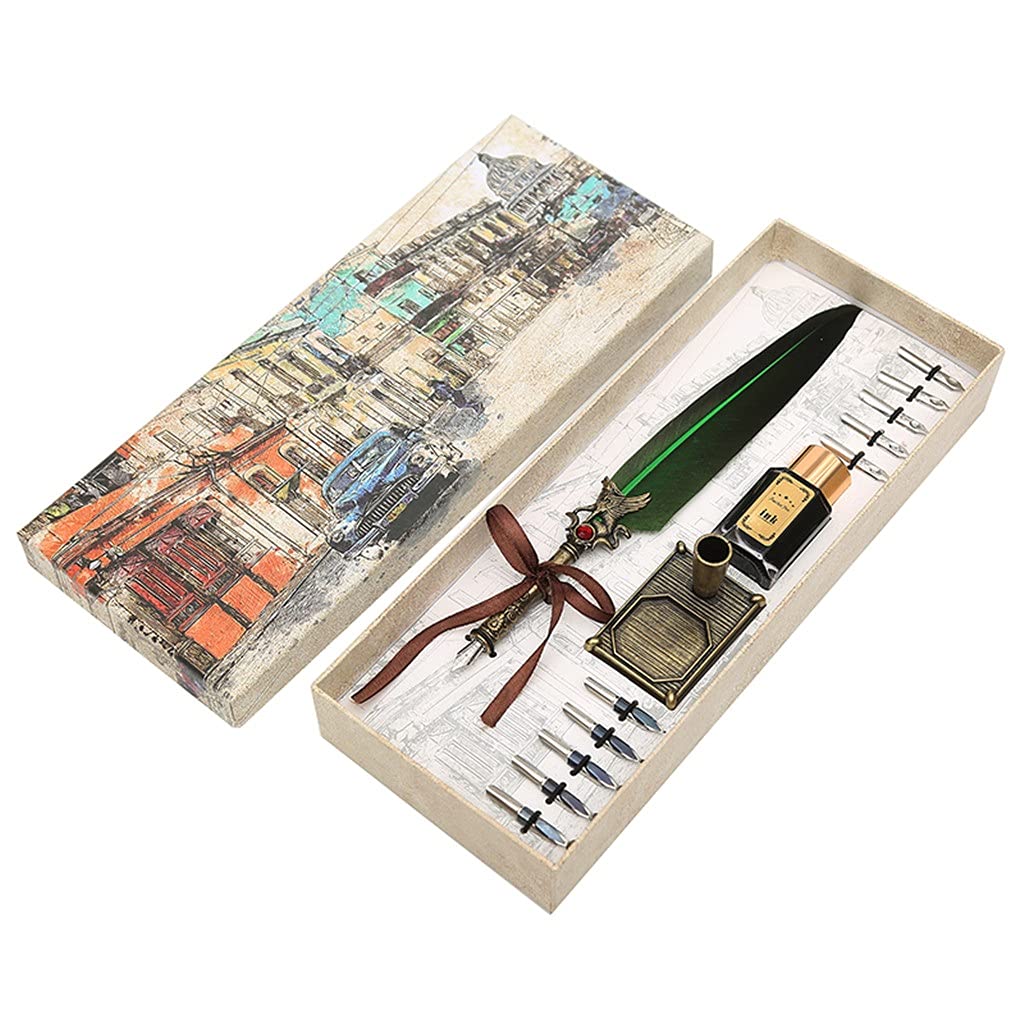 Federkiel Tinte Feder Kalligraphie Stift, Retro Britischen Schreibwaren Dip Brunnen Stift Set Weihnachten Halloween Spezielle Kalligraphie Set Feder Stift