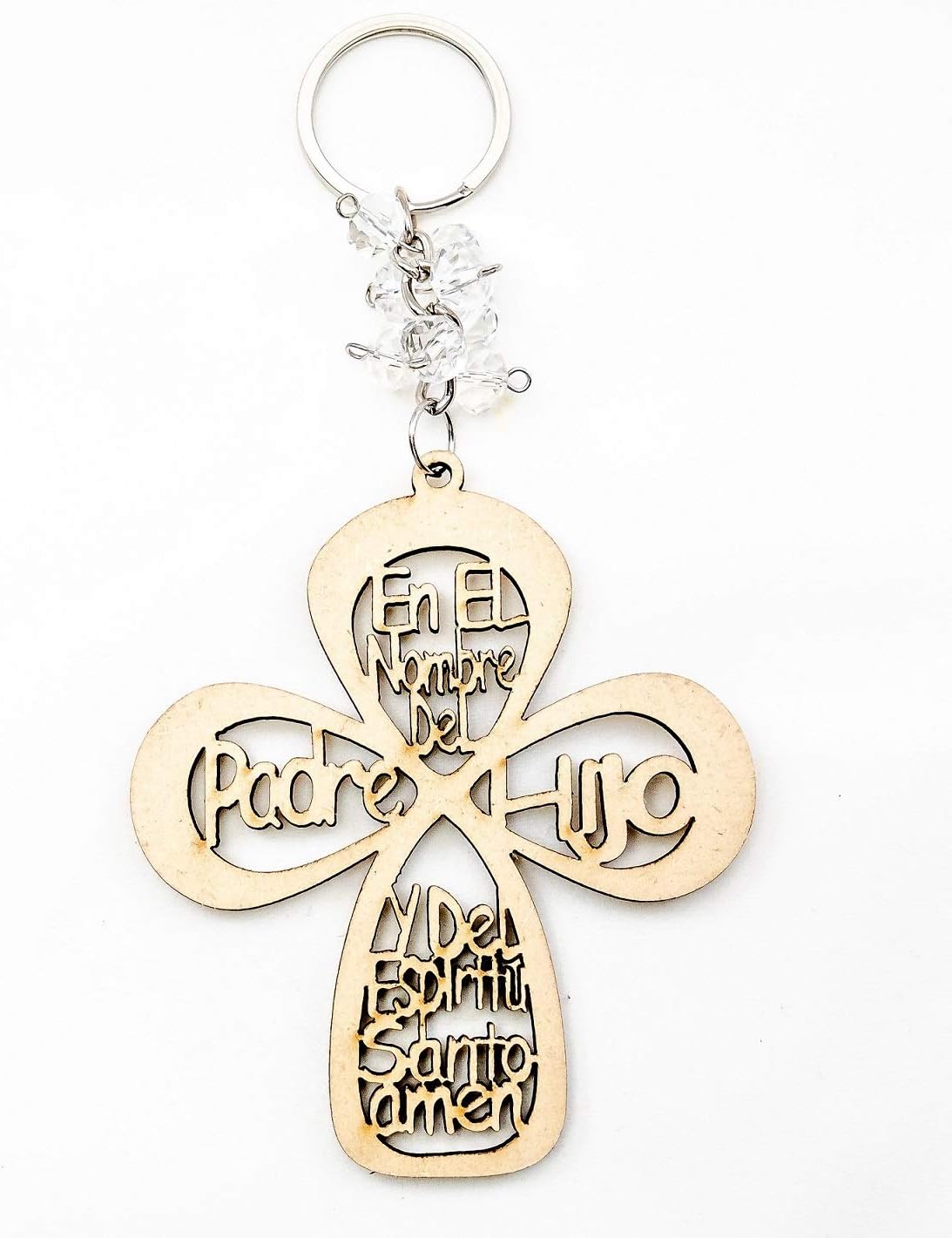 OOKI-Set of 12 Pcs Baptism New Wood Design Keychain Comfirmation/Baptism/Comunion Favors for Boy or Girl Recuerdos de Bautizo (Cross)