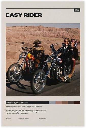 Miniatura 1 de Easy Rider - Póster de película para sala de estar, dormitorio, estudio, 1 póster en lienzo para decoración de pared, pinturas para sala de estar,
