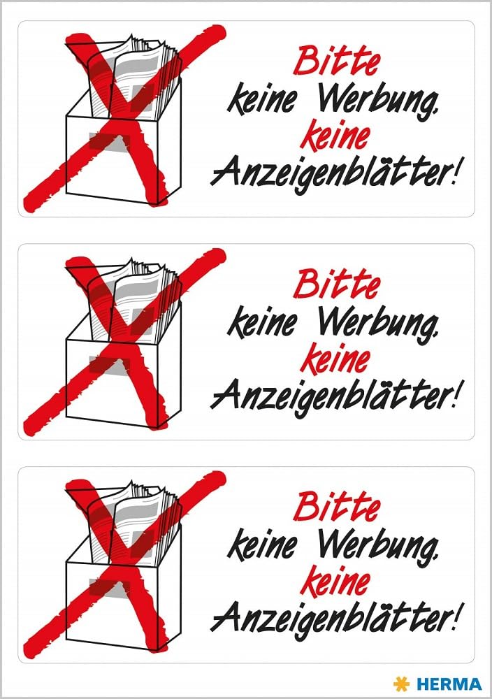 Herma 5742 Information Labels "Keine Werbung Anzeigenbl.", Weatherproof, 1 Sheet, Please no advertising, no display sheets, 39 x 118 mm - Image 2
