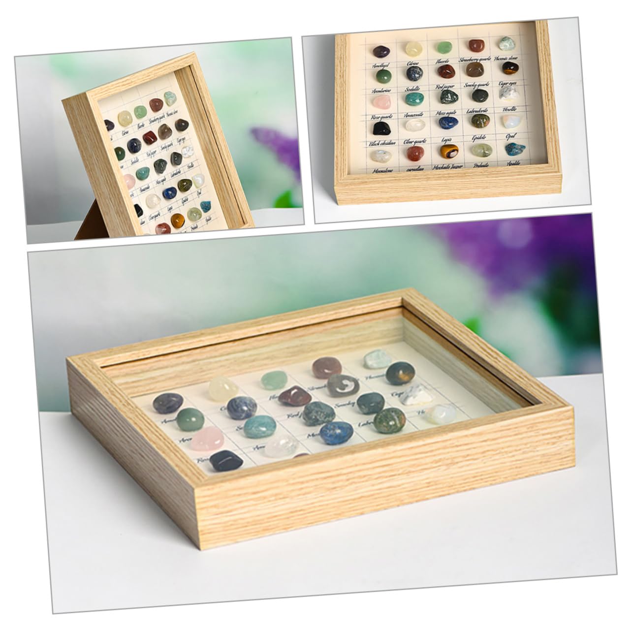 Amazon.co.jp: SKISUNO 1セット七彩滚磨石相框 種天然石標本飾り 教育