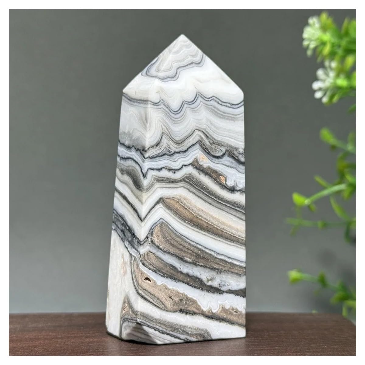 Collier porte-pierre de cristal quartz naturel et baguette décorative calcite 125g pour lithothérapie
