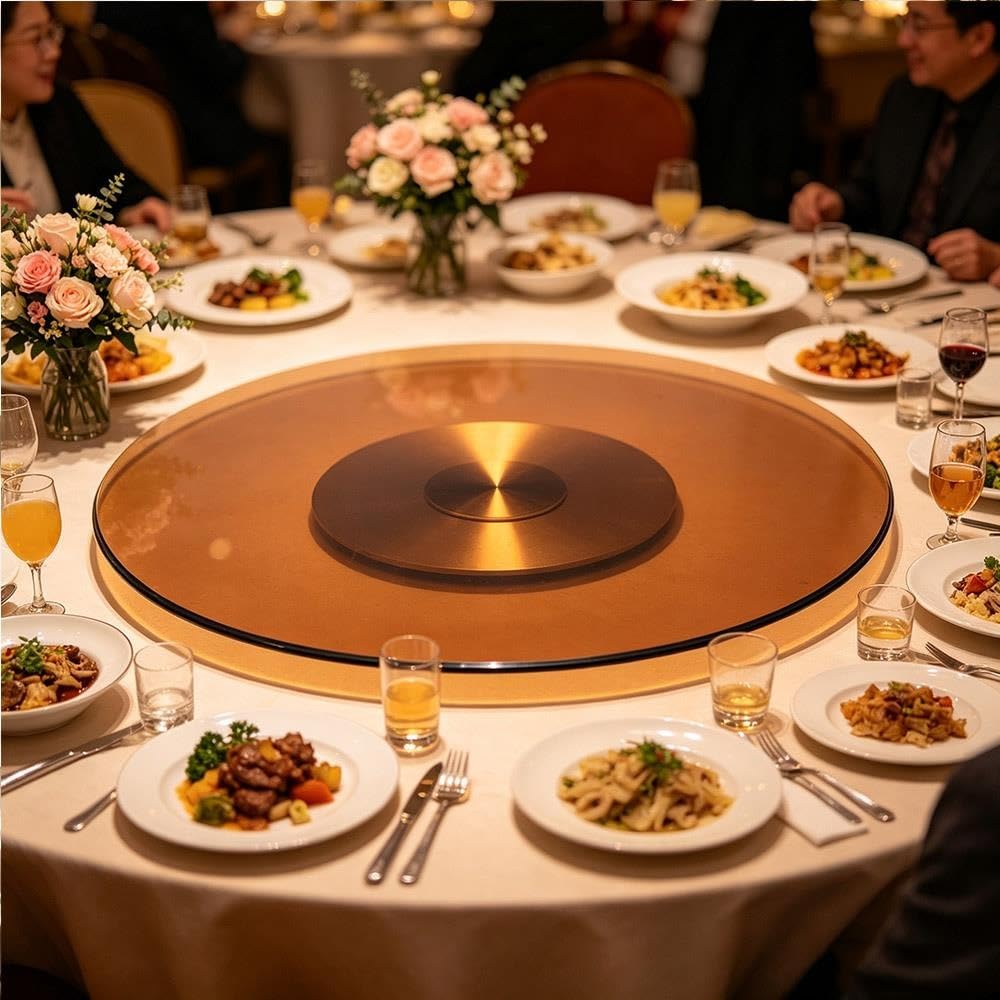 Piano Girevole in Vetro Marrone Grande Lazy Susan Vassoio Girevole Rotondo