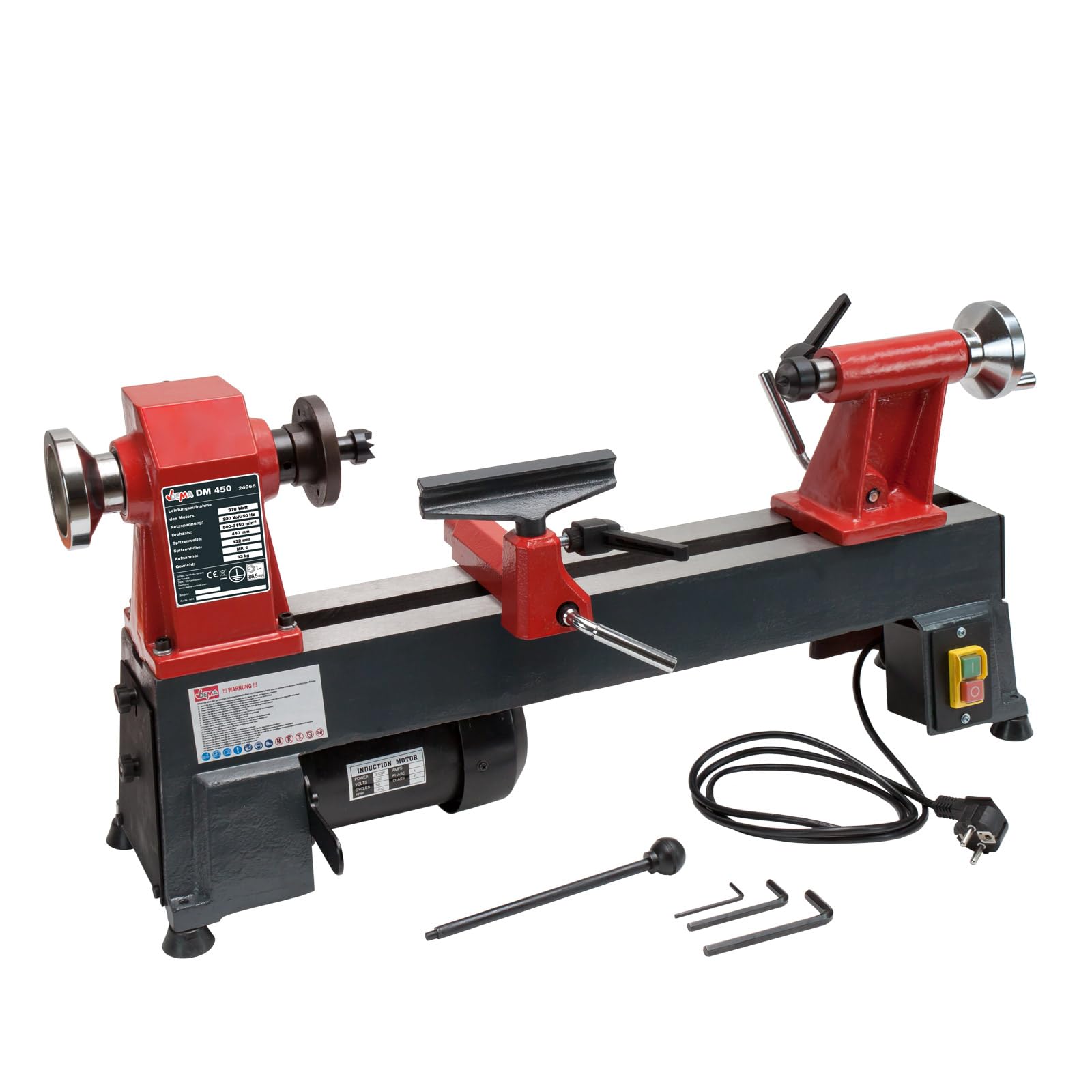 DEMA Drechselbank DM 450 – Holzdrehbank, Drehmaschine für Holzarbeiten, Präzise und stabil, Ideal für Hobby- und Profianwender