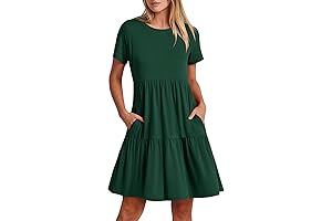 Women 2024 Casual Green Short-Sleeve Dress