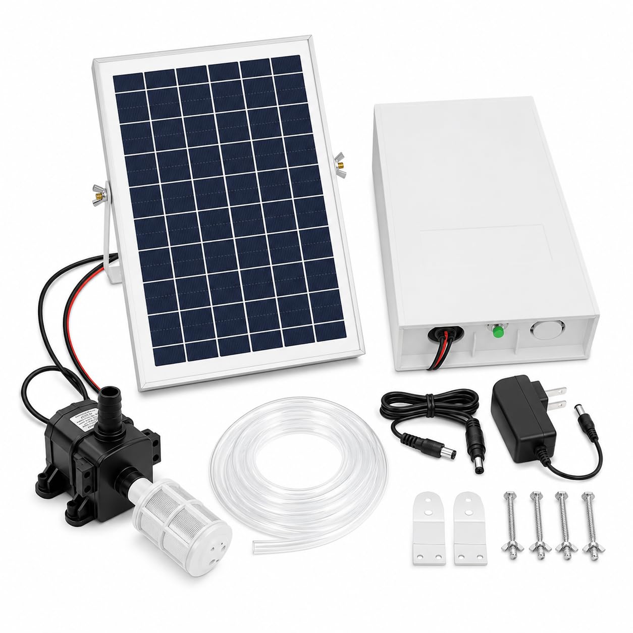 Pompa Solare per Laghetto 9V 6W, Batteria 2600 mAh, 240 L/h
