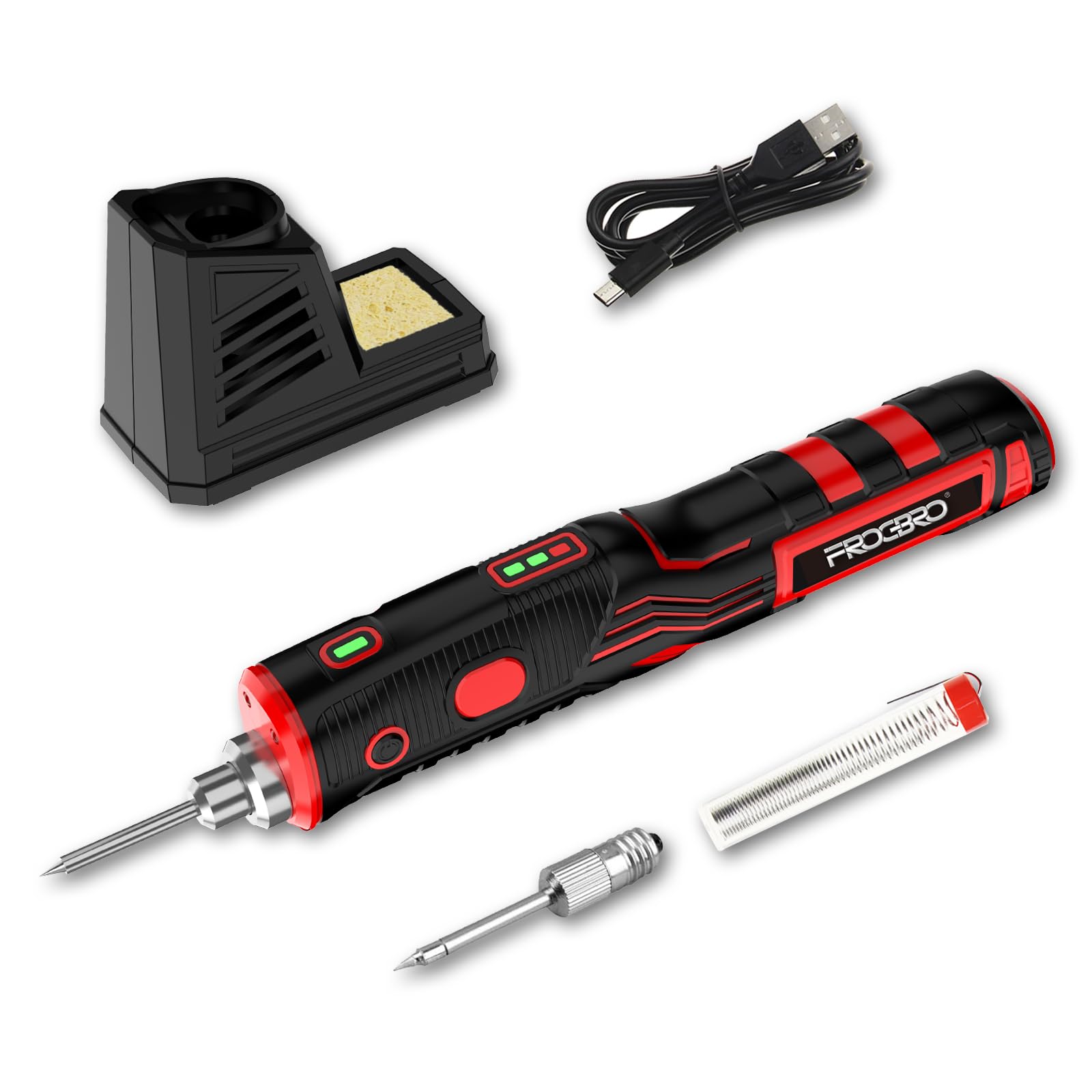 Sponsored Ad - FrogBro Upgrade 11W 2500mAh Cordless Soldering Iron Kit, Max 968℉ Fast Heating Portable, USB Rechargeable High Capacity with Touch Sensor & LED Spotlight