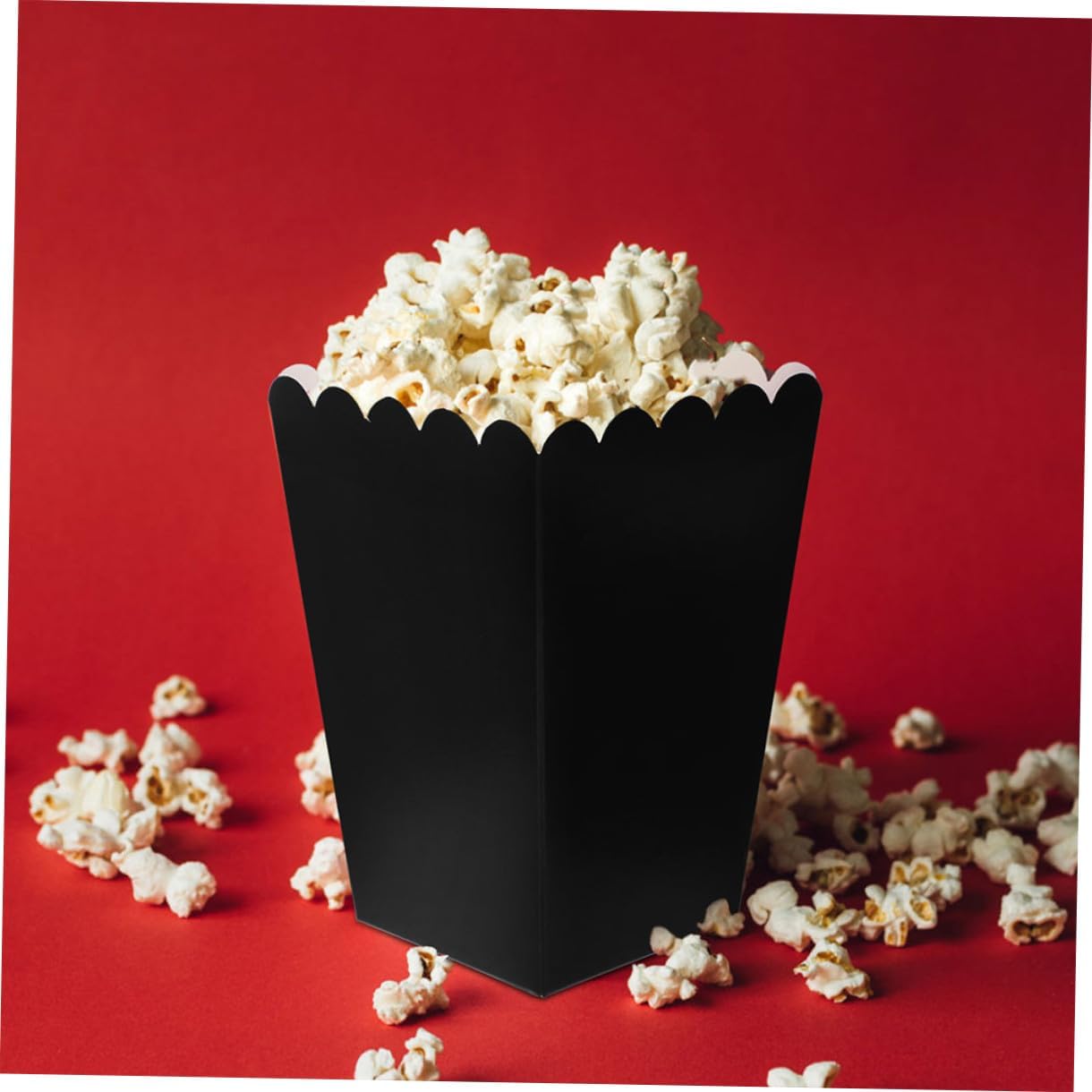 Operitacx 100pcs Black Paper Popcorn Boxes Bulk Pack, Disposable Popcorn Containers for Movie Night, Party, Wedding Snack Holders
