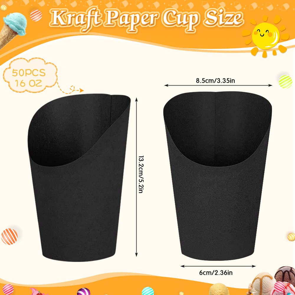 SIYINGSAERY 50 Pz Tazze per Patatine Fritte 14 oz Contenitori per Snack in Carta Kraft Porta Bicchieri per Gelato Tazze di Carta Kraft Holder Contenitori Usa e Getta per Snack Patatine Fritte