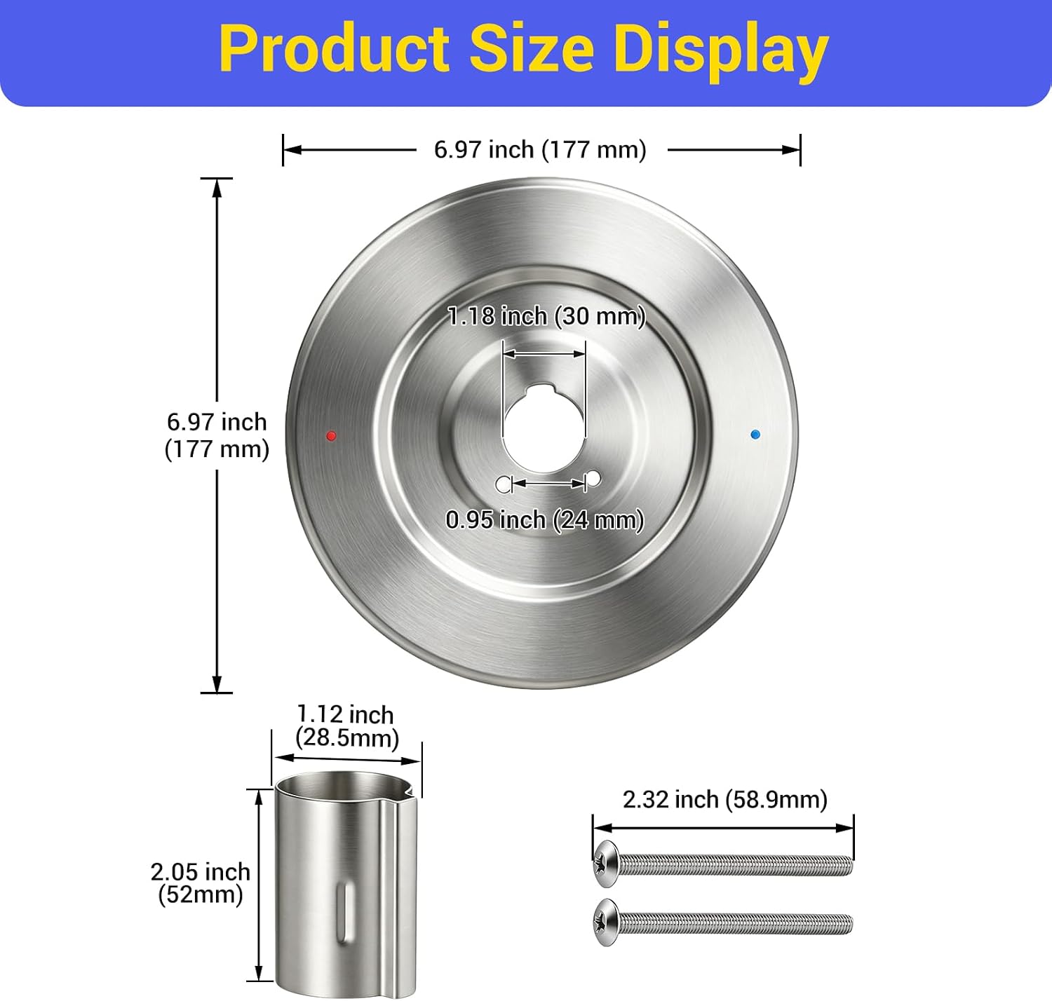 Compatible with Moen Shower Handle Cover Plate Stop Tube Brushed Nickel | Compatible with Standard Valve,for One-Handle Tub and Shower Faucets, Replacement for Moen 16090 Chateau Collection