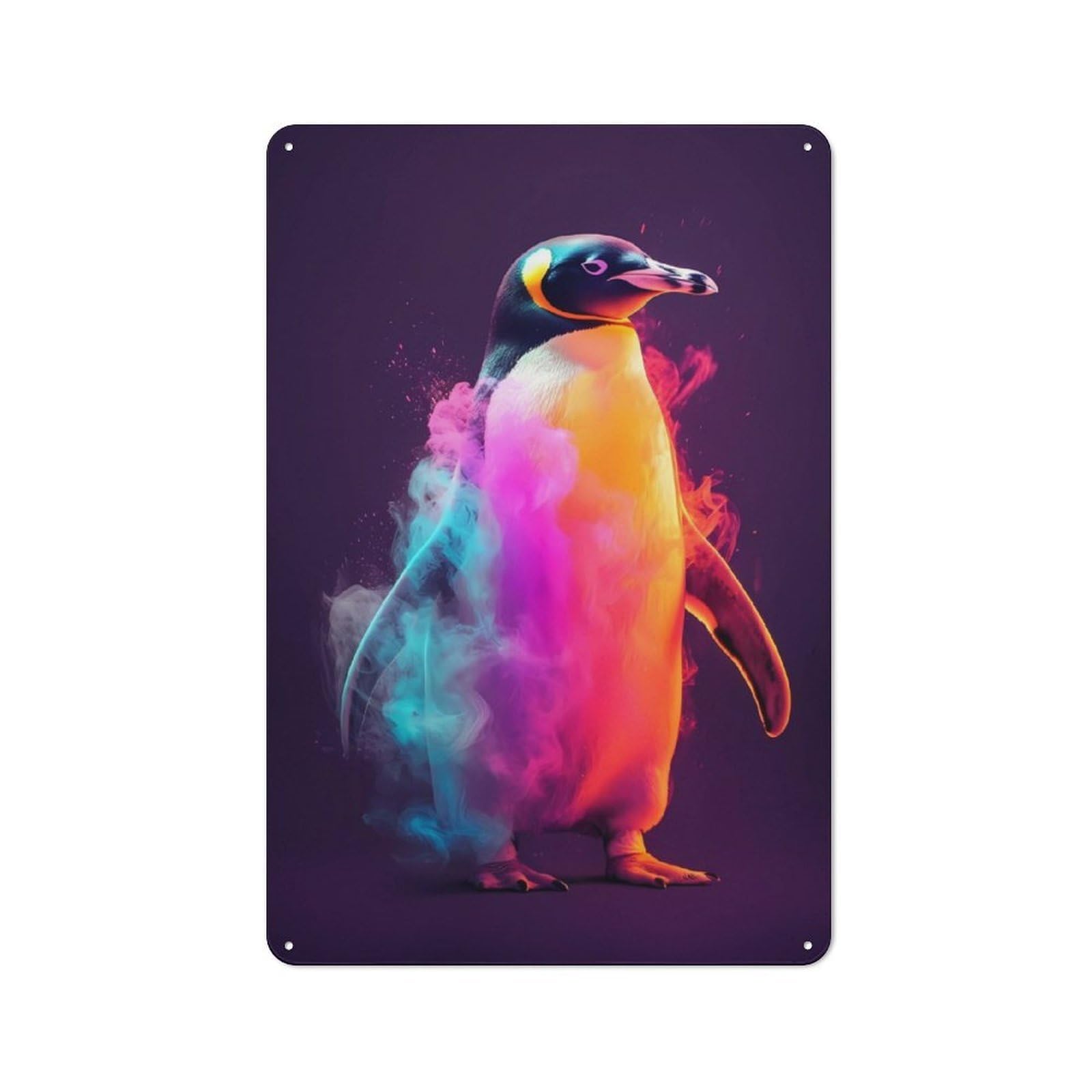 Junmoney Penguin Neon Vintage Metal Wall Sign 30X20cm For Studio Or Craft Room, For Vintage Wall Decor Fans, For Metal Sign Collectors