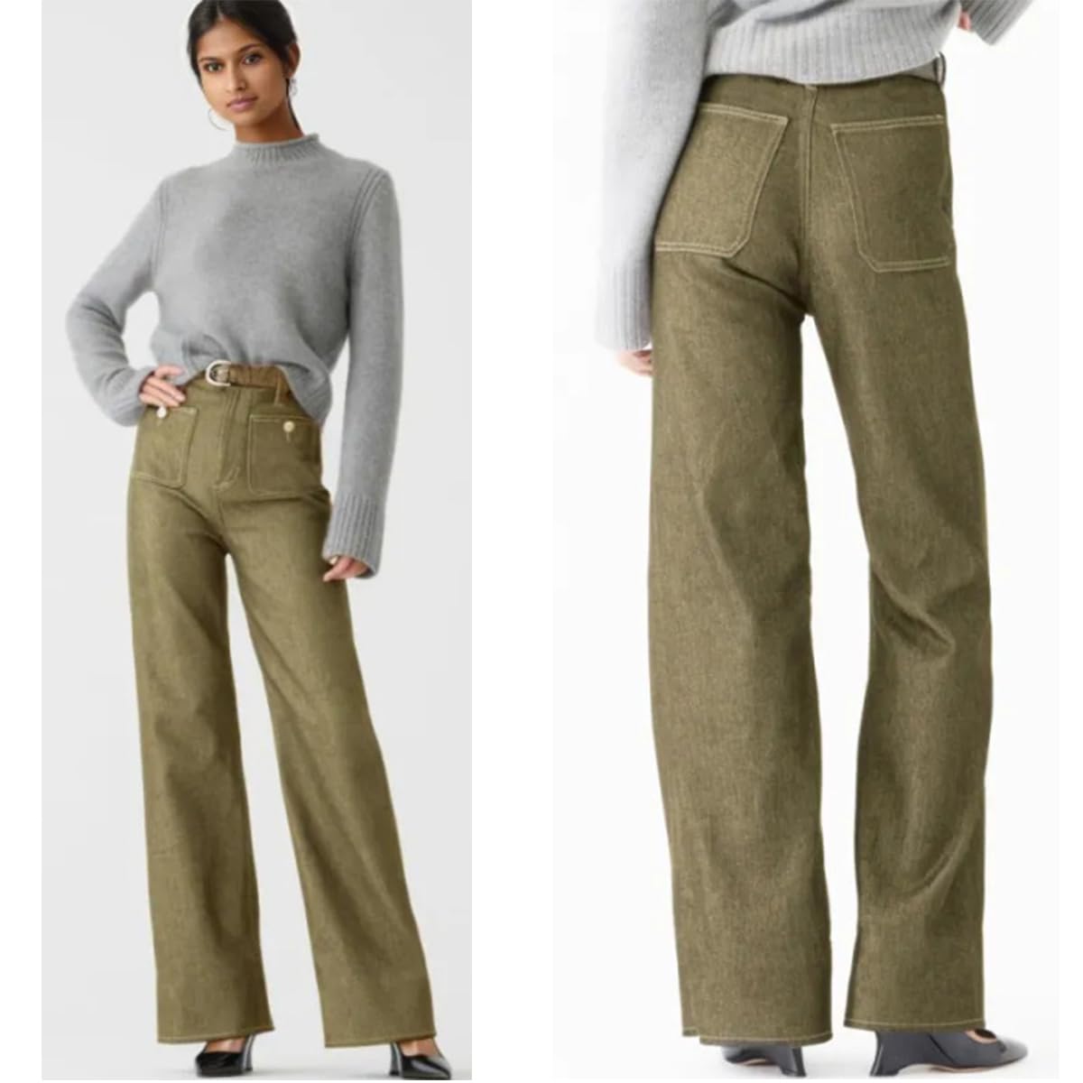Le favori d'Oprah - Pantalon Large de Marin à contrôle du Ventre, Jean à Jambe Large Chiccurva, Jean préféré d'Oprah (A,XL)