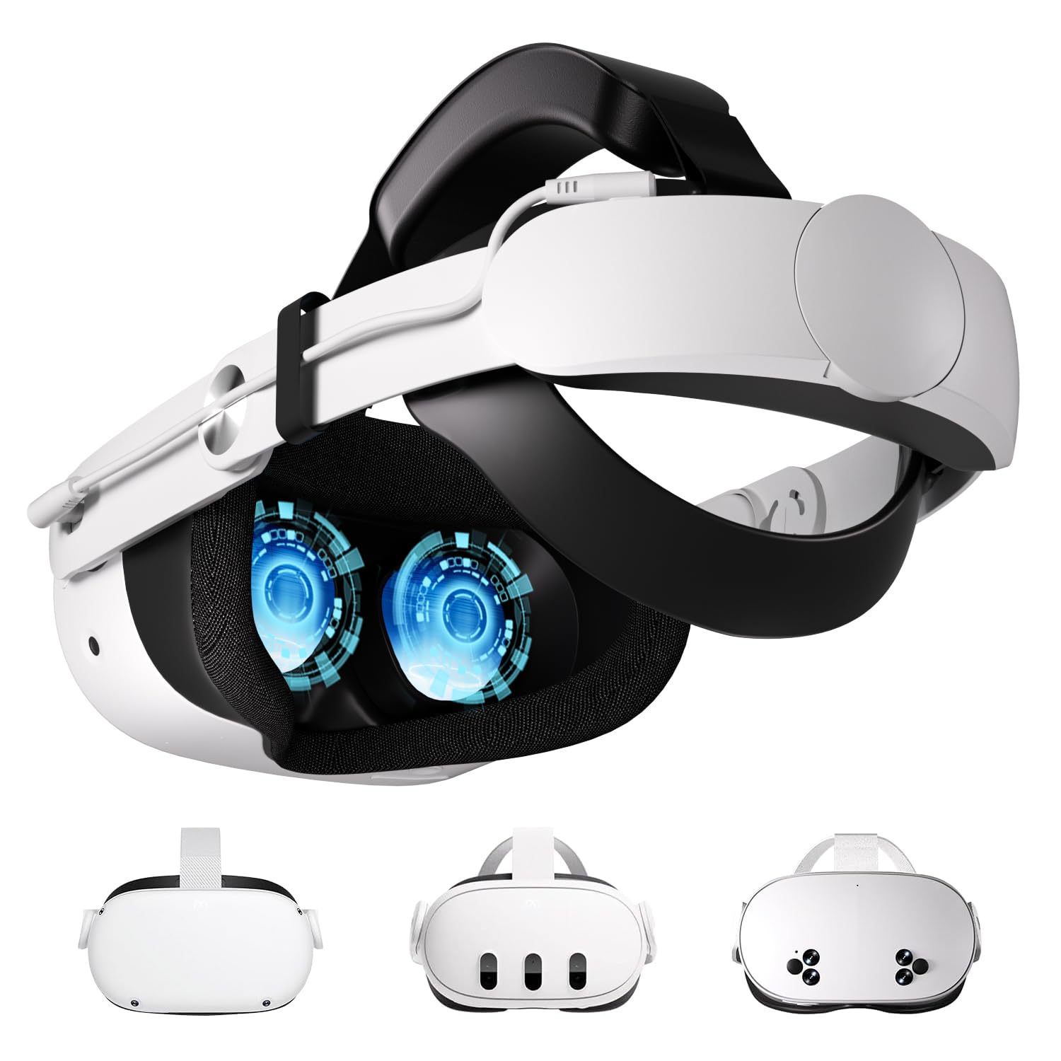 10000mAh Battery Head Strap Compatible with Meta Quest 3S / Quest 3 / Quest 2, Upgraded Elite Strap Replacement with Extend 4H Playtime, Comfortable Adjustable VR Accessories with Zero Facial Pressure Q8-3+Q27
